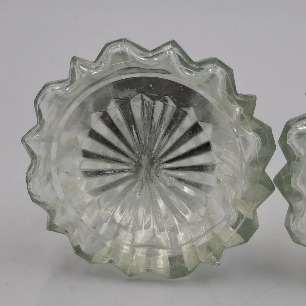 Vintage Fluted Glass Salt & Pepper Shakers Pair Scalloped Base Silver Tops 5.5